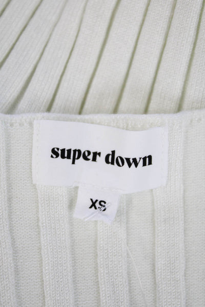 Superdown Womens Scoop Neck Sleeveless Ribbed Knit Tank Top White Size XS