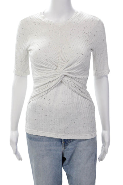 Acler Womens Short Sleeve Round Neck Stretch Twist Blouse Gray Size 2