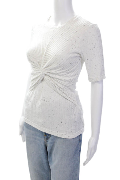 Acler Womens Short Sleeve Round Neck Stretch Twist Blouse Gray Size 2
