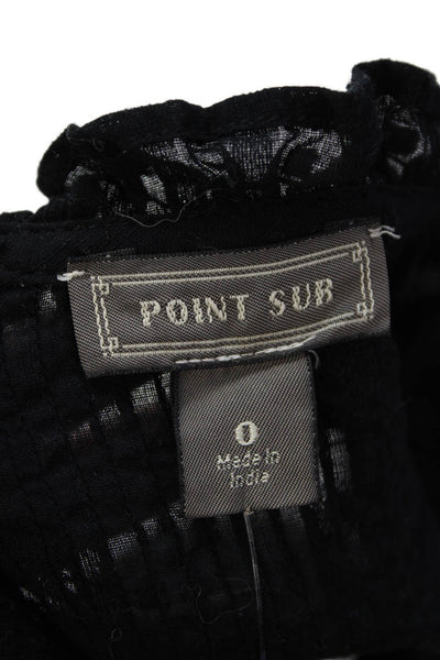 Point Sur Womens Cotton Polka Dot Printed V-Neck Lightweight Blouse Black Size 0