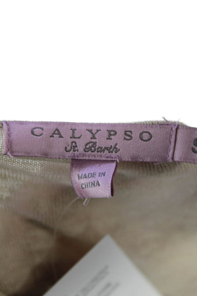 Calypso Saint Barth Womens Long Sleeve Open Front Cardigan Sweater Brown Small
