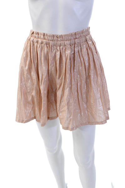 Kondi Womens Cotton High Rise Pleated Lurex Skorts Salmon Size L
