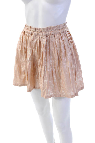 Kondi Womens Cotton High Rise Pleated Lurex Skorts Salmon Size L