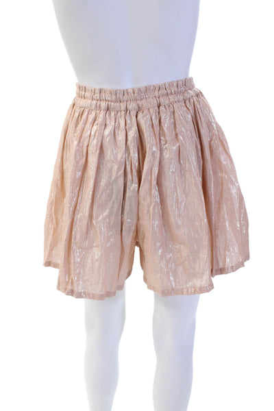 Kondi Womens Cotton High Rise Pleated Lurex Skorts Salmon Size L