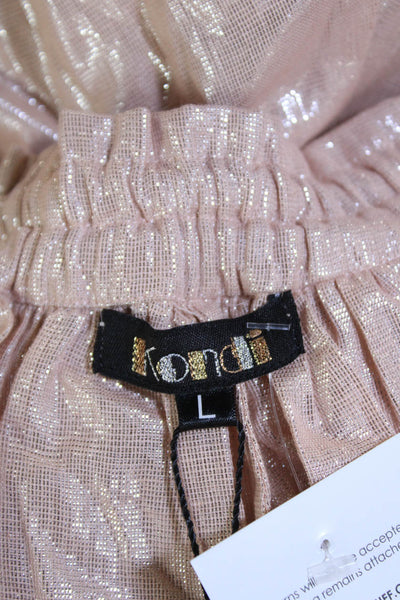 Kondi Womens Cotton High Rise Pleated Lurex Skorts Salmon Size L