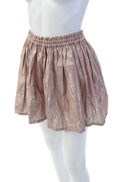 Kondi Womens Cotton High Rise Pleated Lurex Skorts Desert Rose Size L