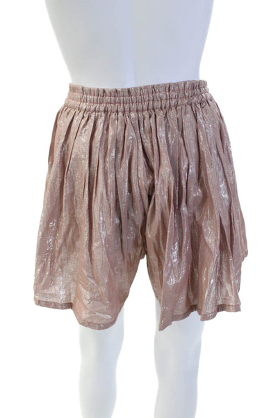 Kondi Womens Cotton High Rise Pleated Lurex Skorts Desert Rose Size L