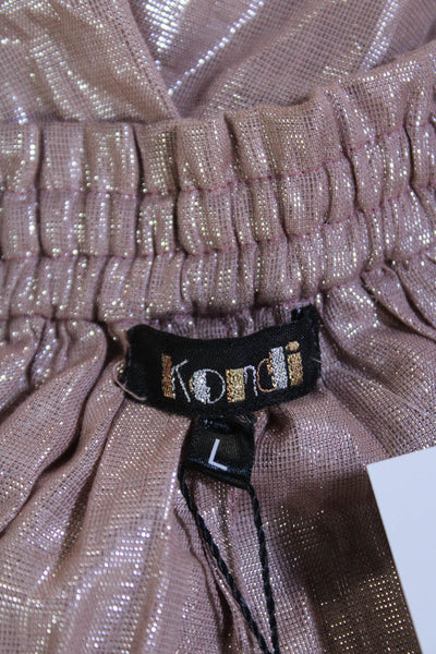 Kondi Womens Cotton High Rise Pleated Lurex Skorts Desert Rose Size L