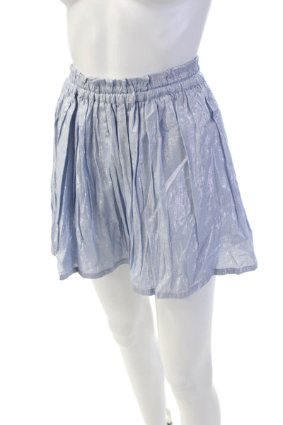 Kondi Womens Cotton High Rise Pleated Lurex Skorts Powder Blue Size L