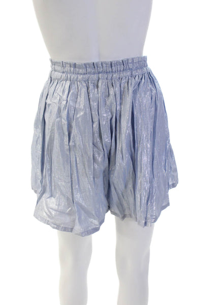 Kondi Womens Cotton High Rise Pleated Lurex Skorts Powder Blue Size L