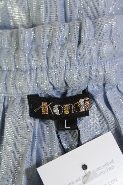 Kondi Womens Cotton High Rise Pleated Lurex Skorts Powder Blue Size L