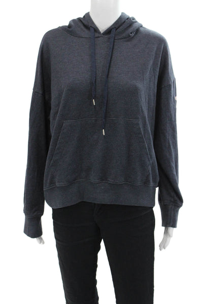 Sundry Womens Star Print Long Sleeve Front Pocket Pullover Hoodie Navy Size 2
