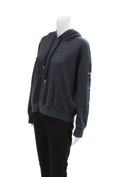 Sundry Womens Star Print Long Sleeve Front Pocket Pullover Hoodie Navy Size 2