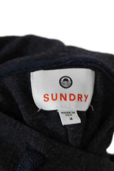 Sundry Womens Star Print Long Sleeve Front Pocket Pullover Hoodie Navy Size 2