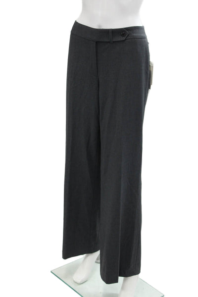 Calvin Klein Womens Four Pocket Mid-Rise Wide Leg Pants Trousers Gray Size 12