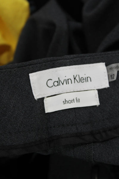 Calvin Klein Womens Four Pocket Mid-Rise Wide Leg Pants Trousers Gray Size 12