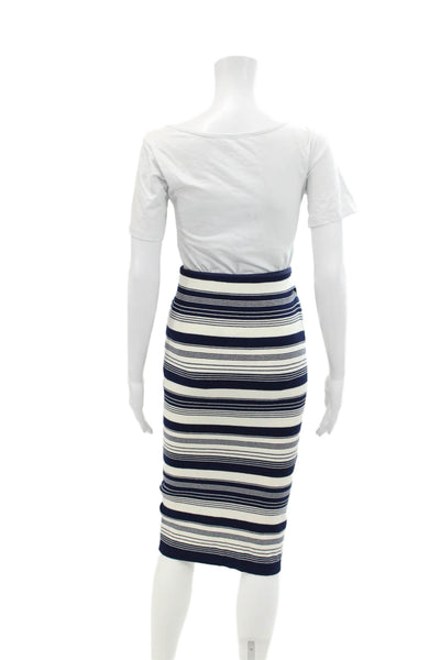 Lauren Ralph Lauren Womens Cotton Striped Mid-Calf Bodycon Skirt White Size XXS
