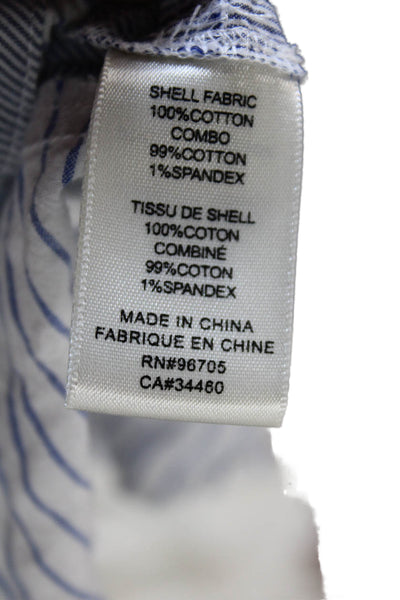 La Vie Rebecca Taylor Womens Cotton Striped Short Sleeve Dress Blue Size S