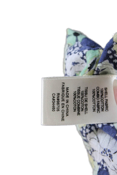 La Vie Rebecca Taylor Womens Cotton Floral Off The Shoulder Blouse Green Size S