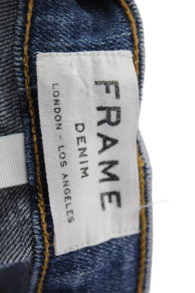 Frame Womens Distress Medium Wash High Rise Straight Jeans Blue Size 26