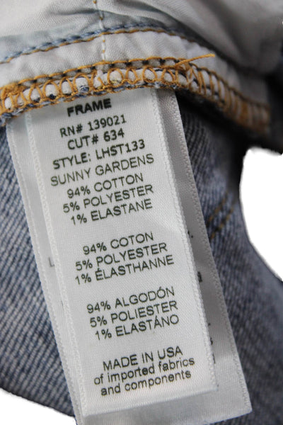 Frame Womens Distress Medium Wash High Rise Straight Jeans Blue Size 26