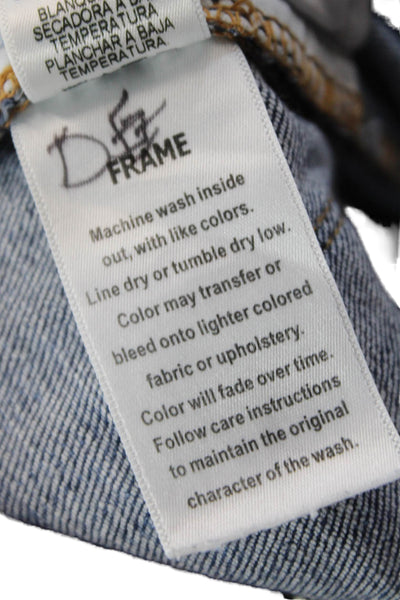 Frame Womens Distress Medium Wash High Rise Straight Jeans Blue Size 26