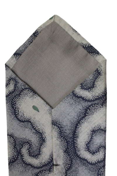 Giorgio Armani Mens Silk Printed Necktie Gray Navy Size OS