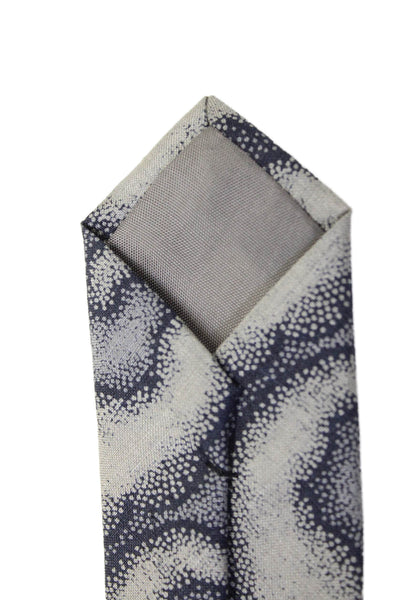 Giorgio Armani Mens Silk Printed Necktie Gray Navy Size OS