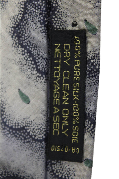 Giorgio Armani Mens Silk Printed Necktie Gray Navy Size OS