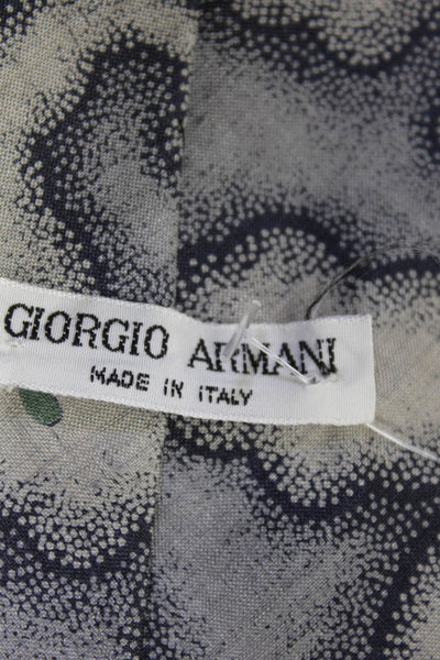 Giorgio Armani Mens Silk Printed Necktie Gray Navy Size OS