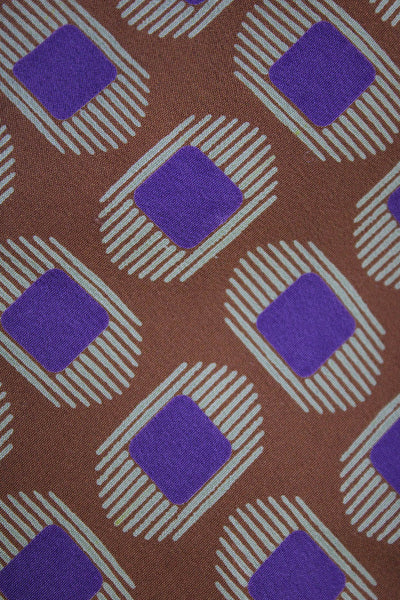 Giorgio Armani Mens Silk Geometric Print Necktie Brown Purple Size OS