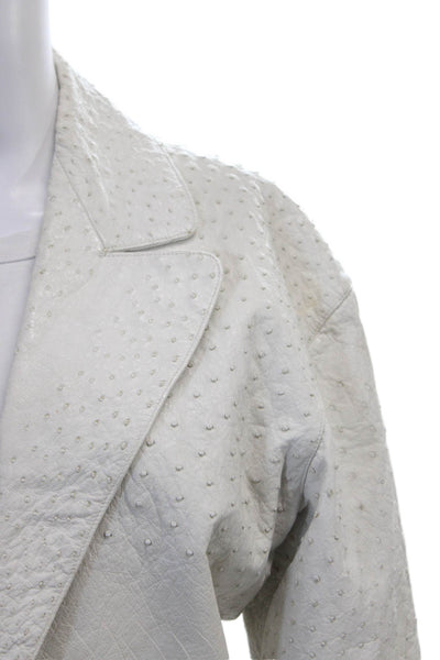 Loewe Womens Embossed Leather Open Front Long Sleeve Lined Jacket White Size M