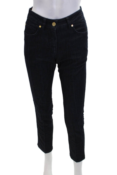 Escada Womens Cotton Buttoned Dark Wash Mid Rise Skinny Jeans Blue Size 24