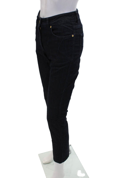 Escada Womens Cotton Buttoned Dark Wash Mid Rise Skinny Jeans Blue Size 24