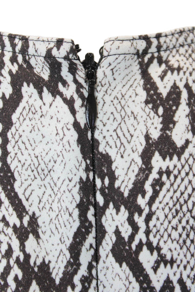 ALC Womens Snakeskin Printed Puff Short Sleeve Zipped Mini Dress White Size 2