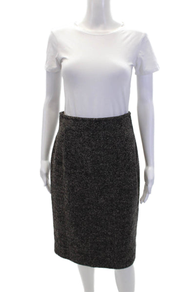 Max Mara Womens Wool Spotted Print Zipped Lined Straight Skirt Gray Size 8