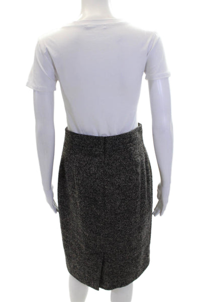 Max Mara Womens Wool Spotted Print Zipped Lined Straight Skirt Gray Size 8
