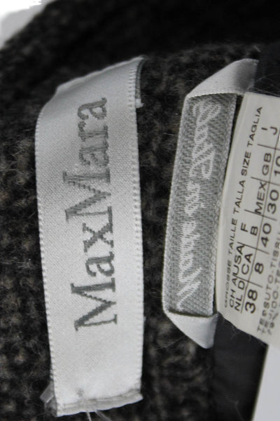 Max Mara Womens Wool Spotted Print Zipped Lined Straight Skirt Gray Size 8