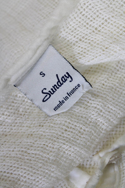 Sunday Womens Short Sleeve Keyhole Open Knit Cover Up Dress White Size Small