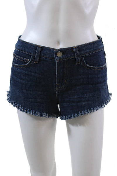 L Agence Womens Zipper Fly Low Rise Fringe Denim Shorts Blue Denim Size 23