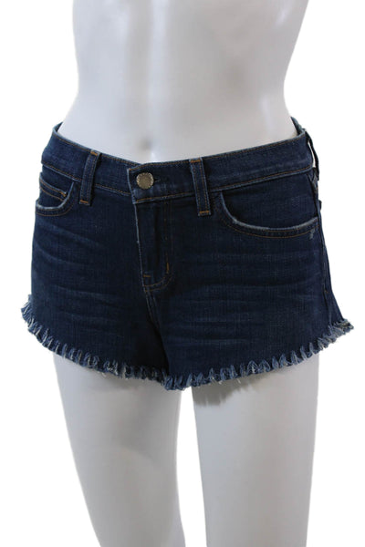 L Agence Womens Zipper Fly Low Rise Fringe Denim Shorts Blue Denim Size 23