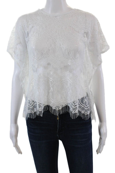 Little Peixoto Womens Short Sleeve Scoop Neck Lace Top Blouse White Size Small