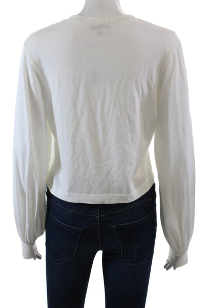 The Range Womens Long Sleeve Scoop Neck Tee Shirt White Cotton Size Extra Small