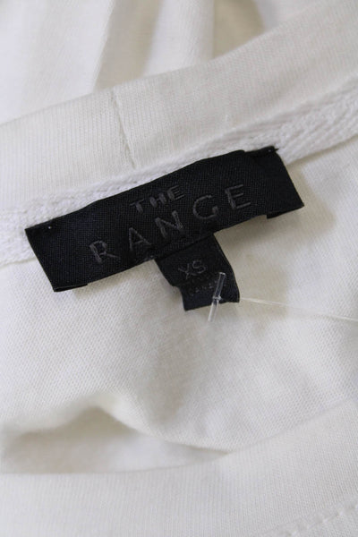 The Range Womens Long Sleeve Scoop Neck Tee Shirt White Cotton Size Extra Small