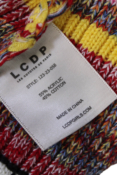 Les Coyotes De Paris Womens Sleeveless Collared Knit Top White Red Size 2XS