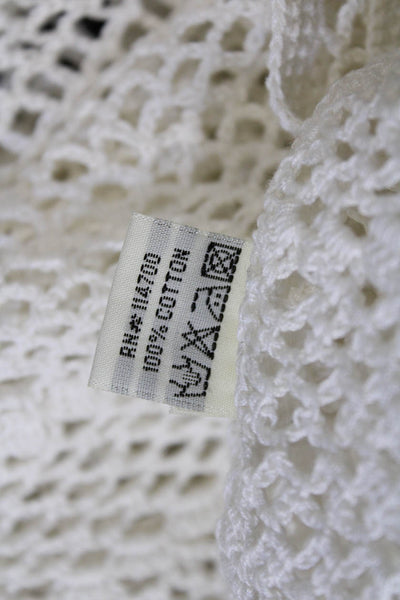 Chan Luu Womens Scoop Neck Open Knit Tank Top White Cotton Size Small