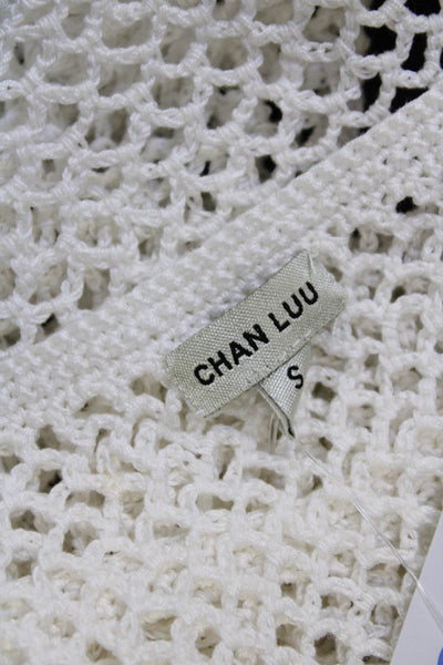 Chan Luu Womens Scoop Neck Open Knit Tank Top White Cotton Size Small