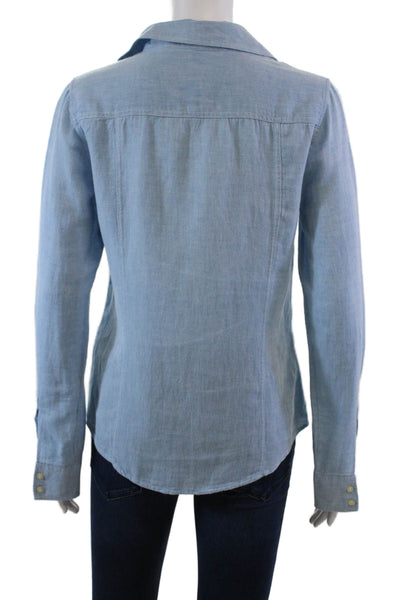What Goes Around Comes Around Womens Button Front Shirt Blue Cotton Size Small