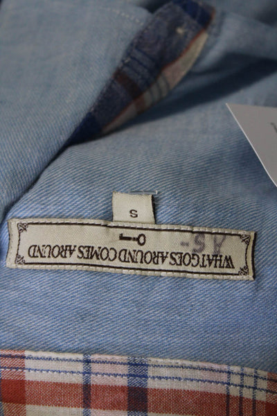 What Goes Around Comes Around Womens Button Front Shirt Blue Cotton Size Small