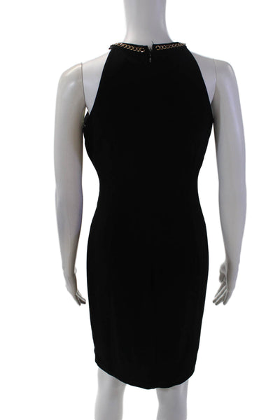 Calvin Klein Womens Gold Tone Chain Detail Zipped High Neck Dress Black Size 2